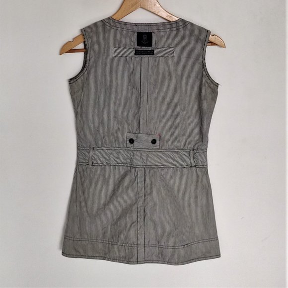 Pepe jeans London sleeveless stripped black and white button down top - Picture 6 of 9